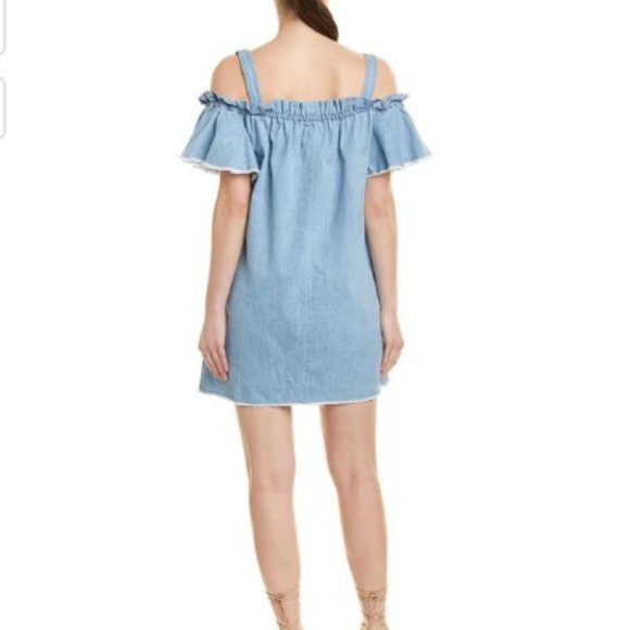 💙 7 FAM Off the Shoulder Denim/Chambray Dress - Picture 2 of 11